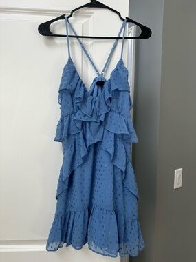 NBD Light Blue Ruffle Mini Dress